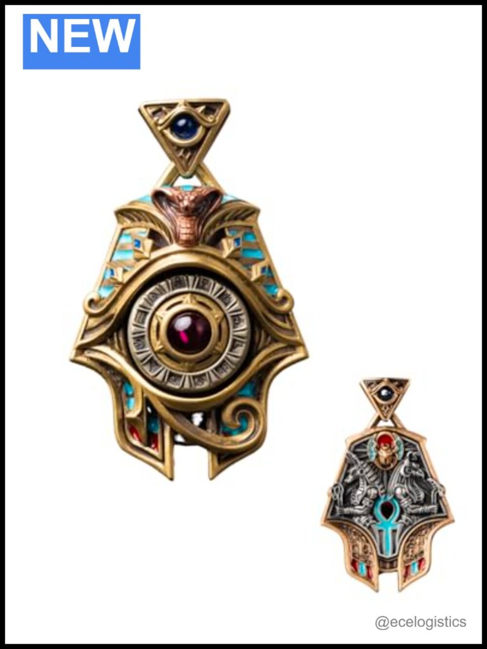 Eye of Horus Spinner Pendant Necklace Brass White Bronze Copper Talisman